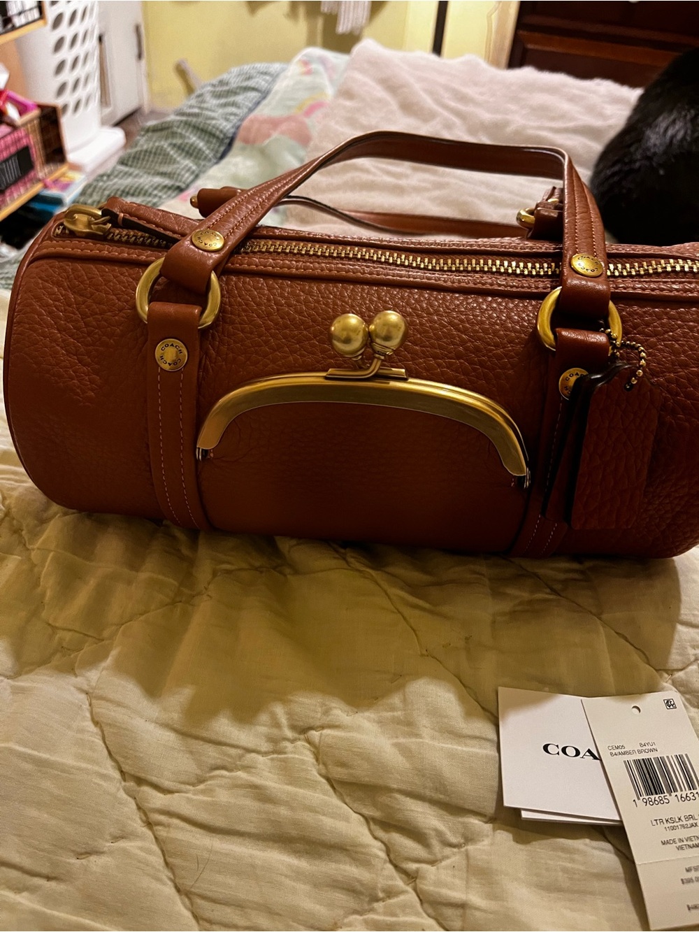 Coach Amber Brown Barrel Kisslock 28 - Picture 2 of 16